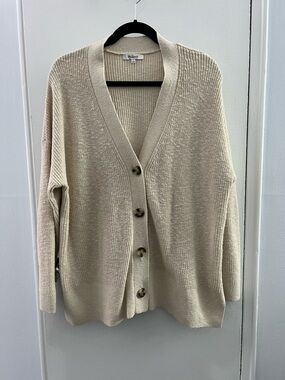 Madewell Light Cream Button-Front Relaxed Cardigan